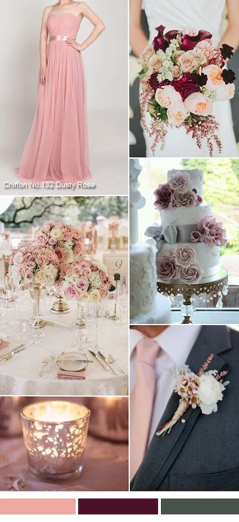 Moodboard in rosa e bordeaux