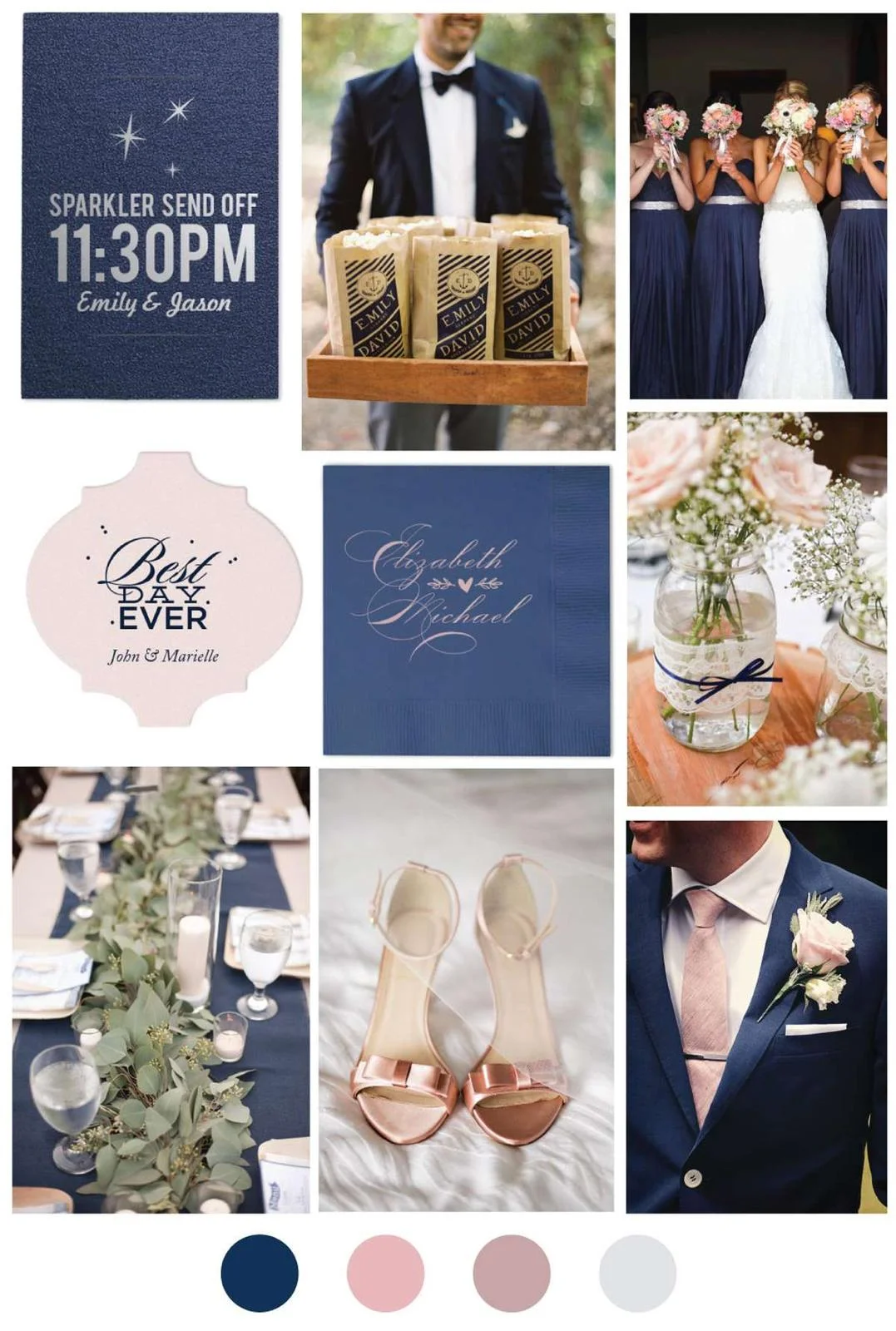 Palette colori blu navy e rosa