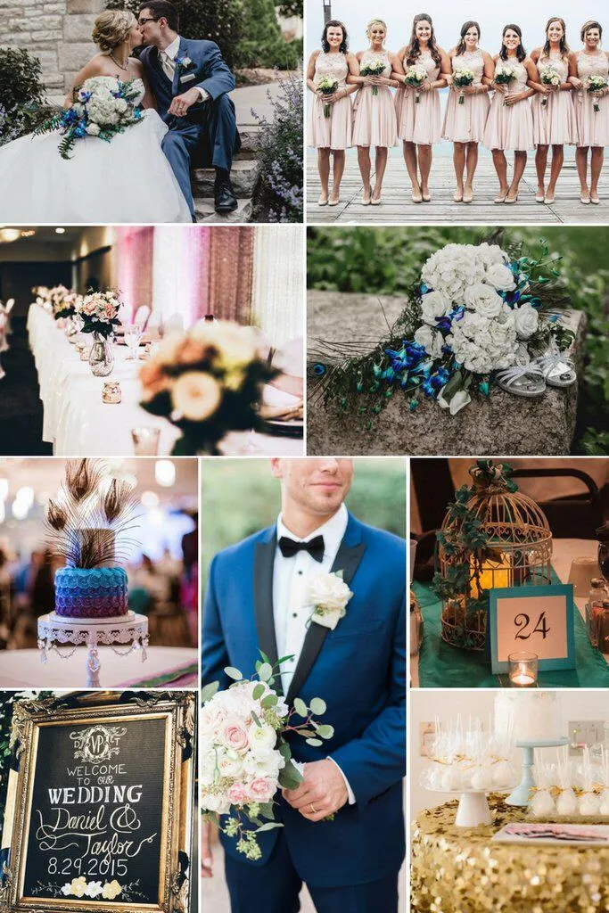 Moodboard con abiti e dettagli blu