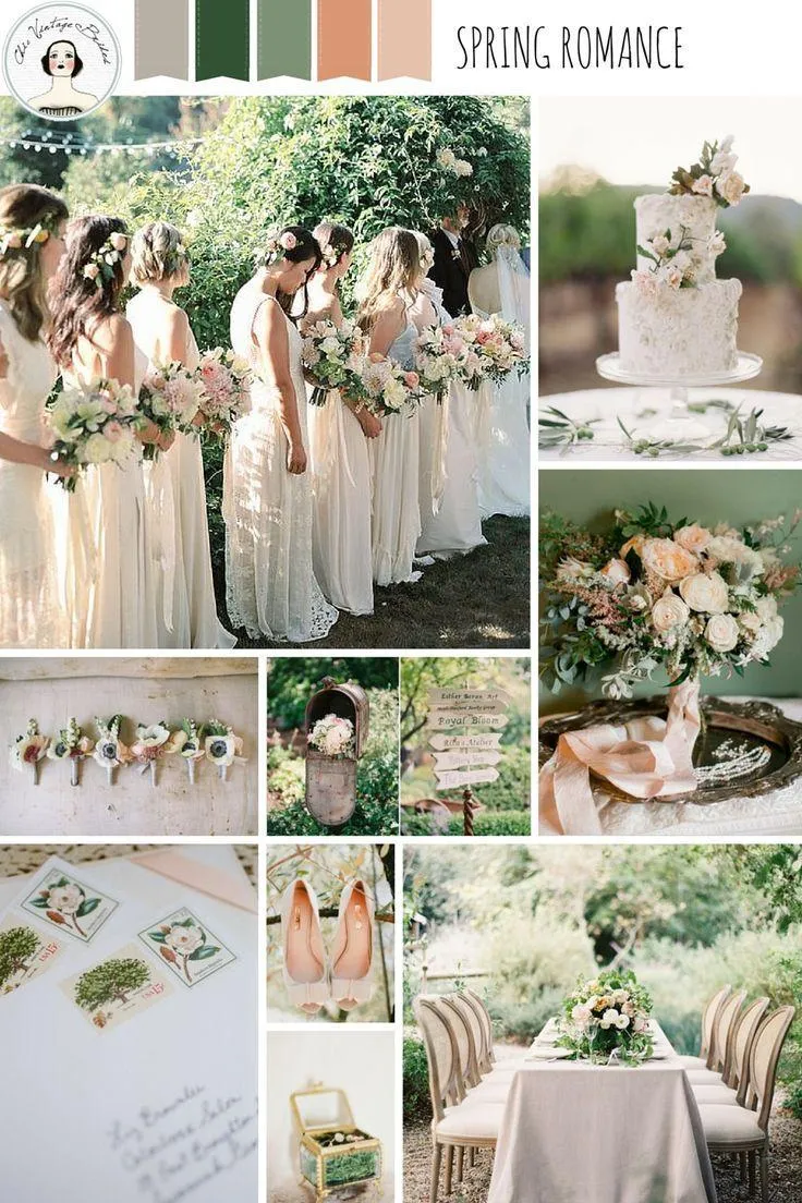 Moodboard in verde salvia e fiori bianchi