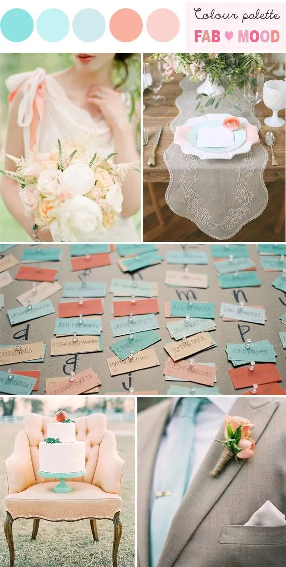 Palette pastello con azzurro e corallo